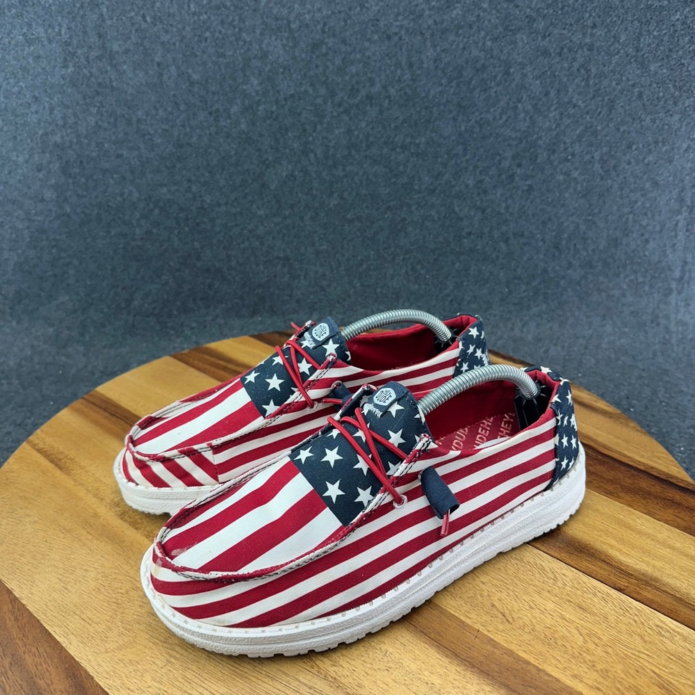 Hey Dude Wendy Americana American Flag Stars Stripes Shoes W7 41096-9CW - Picture 5 of 11